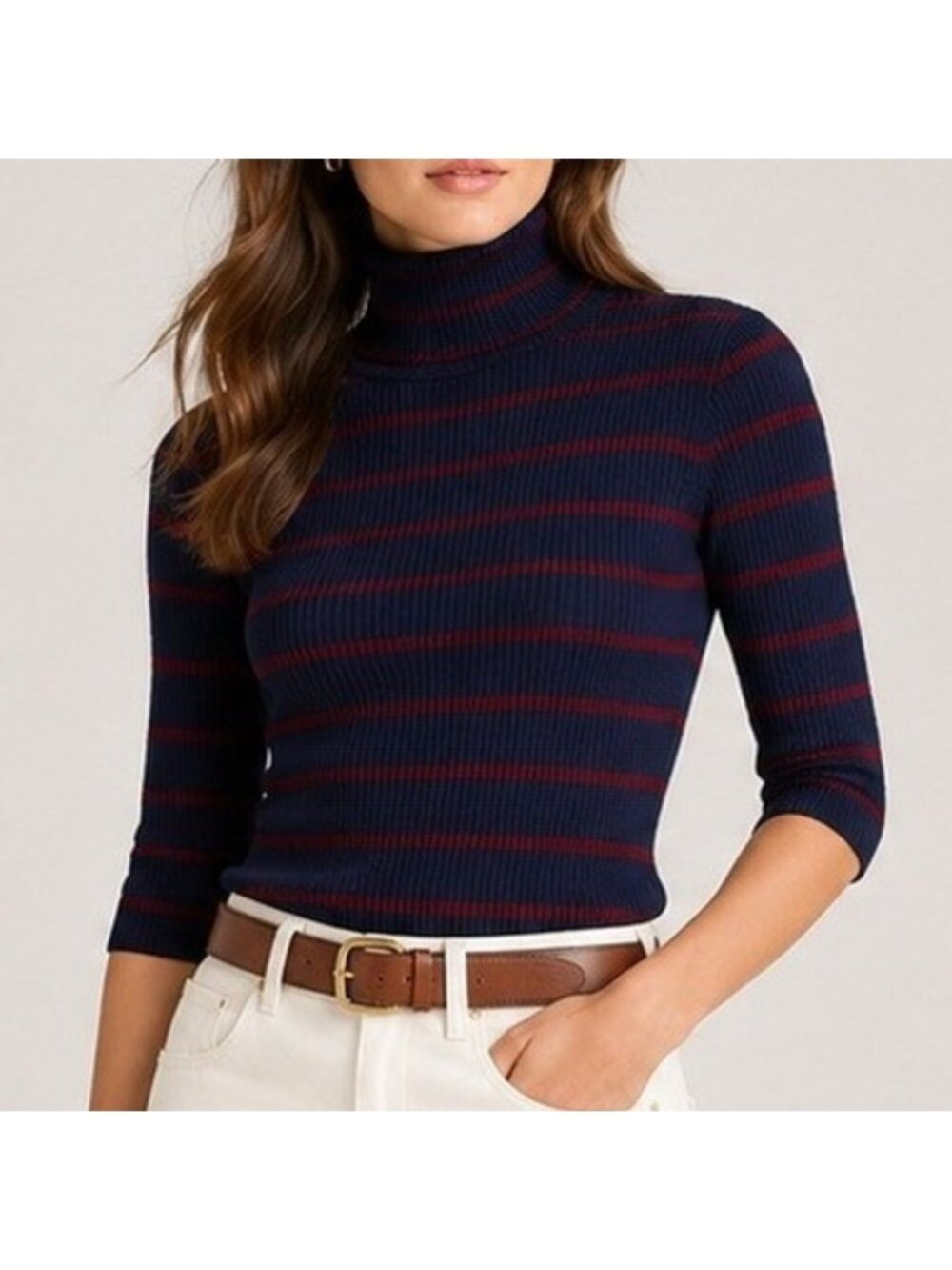 Madewell Ribbed Turtleneck Tee Sweater Merino Wool Short Sleeves NY532 XS‎ NWT